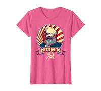 Propagande rétro Communiste de Karl Marx T-Shirt, Femme, Rose Chiné, XS