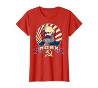 Propagande rétro Communiste de Karl Marx T-Shirt, Femme, Rouge, 3XL