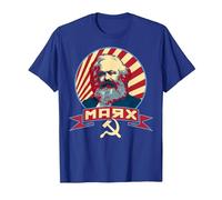 Propagande rétro Communiste de Karl Marx T-Shirt, Homme, Bleu Royal, M