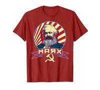 Propagande rétro Communiste de Karl Marx T-Shirt, Homme, Canneberge, M