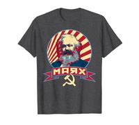 Propagande rétro Communiste de Karl Marx T-Shirt, Homme, Chiné Foncé, S