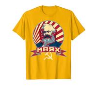 Propagande rétro Communiste de Karl Marx T-Shirt, Homme, Doré Vif, XXL