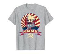 Propagande rétro Communiste de Karl Marx T-Shirt, Homme, Gris Chiné, S