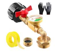 Propane Refill Adapter 1 Lb. Tanks, Transfer Adapters with Valve and Gauge, Fill 1lb Bottle from 20lb Tank, Outdoor Gear for BBQ, Camping Stove, Garden, Yard, Picnic, Portable Propane Accessory