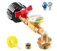 Propane Refill Adapter with Valve & Gauge, Top-Rated Propane Refill Elbow Adapter with Tank Gauge, Propane Bottle Tank Refill Adapter for 1 Lb. Tanks, with Float Valve and Gauge (1pc)