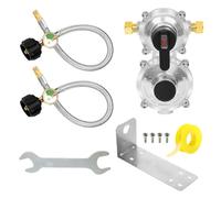 Propane Tank Regulator - Heavy Duty 2 Stage RV Gas Connector | Cylinder Automatic Changeover with Pressure Gauge, 18 inch Flexible Hose, Outdoor Camping Cooking Grill Heater Stove Replacement par