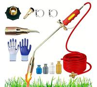 Propane Torch Weed Burner Kit, 1,900,000 BTU High Output Gas Blow Torch with 3 Interchangeable Nozzles (30/35/50mm), Heavy Duty with Dual Switch,for Garden, Roofing, Snow Melting (50mm,5m)