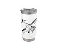 Propeller Aircraft Line Art Airplanes Gobelet isotherme en acier inoxydable double paroi
