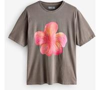 Proper Good T-shirt We Are Proper Good délavé marron à Manches courtes et motif fleurs d'hibiscus Graphique