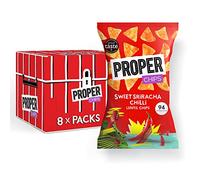 PROPER - Pépites de lentilles, piment de Sriracha doux, végétalien, collations sans gluten, sacs à partager 85 g (8 paquets)