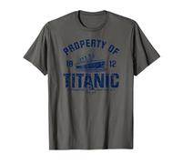 Property of Titanic 1912 White Star Line Imprimé Bleu Marine Vieilli T-Shirt