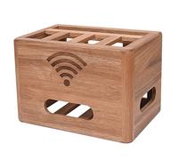 PROPFE Boîte de Rangement pour routeur WiFi, boîte de Rangement de Bureau avec Prise en Bois, Bande d'alimentation et Support de Gestion des câbles, pour Salon, Bureau, cinéma Maison, etc.