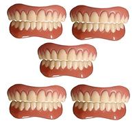 PROPFE Immédiat Prothèses Dentaires Cosmétiques Silicone Dentier Haut Et Bas Sourire Dentier Amovible Naturel Fausse Dents Provisoire Facette pour Homme Et Femme,5 Pairs