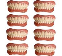 PROPFE Immédiat Prothèses Dentaires Cosmétiques Silicone Dentier Haut Et Bas Sourire Dentier Amovible Naturel Fausse Dents Provisoire Facette pour Homme Et Femme,8 Pairs