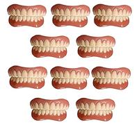 PROPFE Immédiat Prothèses Dentaires Cosmétiques Silicone Dentier Haut Et Bas Sourire Dentier Amovible Naturel Fausse Dents Provisoire Facette pour Homme Et Femme,10 Pairs