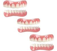 PROPFE Immédiat Prothèses Dentaires Cosmétiques Silicone Dentier Haut Et Bas Sourire Dentier pour Homme Et Femme Amovible Naturel Fausse Dents Provisoire Facette,3 Pairs