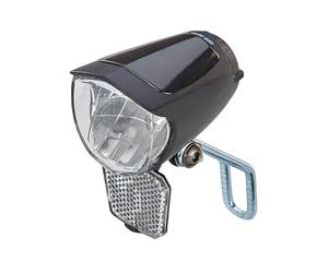 Prophete 70 Lux, avec Un Interrupteur on/Off, avec veilleuse et capteur Automatique, réflecteur et Support Nirosta Amovible, pour Dynamo moyeu et de Page Projecteur LED, Noir, L