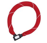 Prophete Antivol à chaîne de vélo - 110 cm de long, Ø 8,5 mm - Chaîne en acier trempé avec protection textile - Avec 2 clés découpées au laser - Antivol de vélo sécurisé en rouge