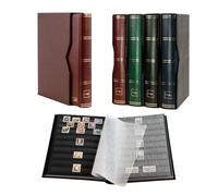 Prophila Collection Album de timbres 64 pages noires matelassées avec cassette et couverture marron