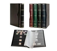 Prophila Collection Album de timbres 64 pages noires matelassées avec cassette et couverture noire