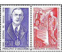 Prophila Collection Andorre - française Post 418-419 (complète.Edition.) Neuf avec Gomme Originale ** MNH 1990 Charles de Gaulle (Timbres pour Les collectionneurs)