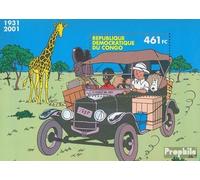Prophila Collection Congo (Kinshasa) block115 (complète.Edition.) Neuf avec Gomme Originale ** MNH 2001 BD Tintin Tdans dans Congo (Timbres pour Les collectionneurs) Bandes dessinées