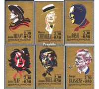 Prophila Collection France 2783-2788 (complète.Edition.) Neuf avec Gomme Originale ** MNH 1990 Chanson Chanteur (Timbres pour Les collectionneurs) Musique/Danse