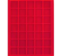 Prophila Collection Semelle intérieure en velours rouge pour boîte à monnaie, 35 compartiments angulaires pour pièces jusqu'à 36 mm (5 Rubel, 10 DM, 10 €uro)