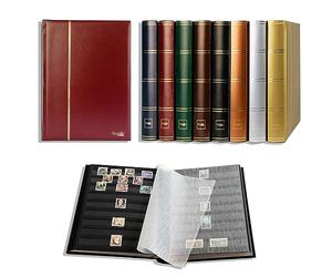 Prophila/Leuchtturm Classeur Album pour Timbres, 60 Pages, intérieur Noir (couv. Bordeaux)