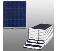 Prophila Médaillier Gris 35 Compartiments angulaires pour pièces jusqu'à 36 mm (10 Euro, 10 DM, 5 Rubel), Insert Bleu