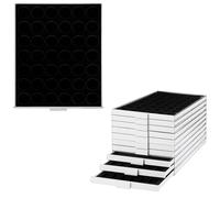 Prophila Médaillier Gris 42 Compartiments Ronds pour 2-Euro en Capsules ou pièces jusqu'à 32 mm, Insert Noir