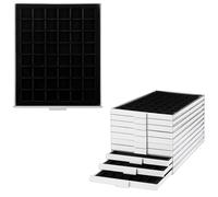 Prophila Médaillier Gris 48 Compartiments angulaires pour pièces jusqu'à 30 mm (1 Oz. Canada/Maple Leaf Gold), Insert Noir