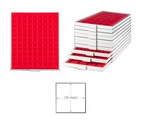 Prophila Médaillier Gris 99 Compartiments angulaires pour pièces jusquà 19 mm, Insert Rouge