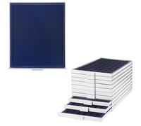 Prophila Médaillier gris compartiment angulaires 210x270 mm, insert bleu