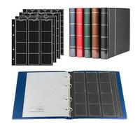 Prophila Reliure pour des Monnaies avec 4 Feuilles (intercalaires Noir) pour 110 pièces de Monnaie Bleu