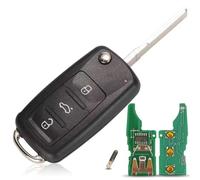 ProPlip Clé complète avec électronique à Programmer Compatible avec Toledo Touran Tiguan EOS G.olf Leon Scirocco Beetle Ibiza Jetta Fabia 434MHz ID48 Télécommande 3 Boutons Vierge