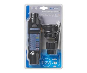 ProPlus 343524 Set de Testeur de Prise avec 2 Adaptateurs, 12 V, Noir