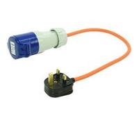 ProPlus Câble Adaptateur de 40 cm de Prise Britannique vers CEE | Prise UK 3 broches vers connecteur CEE industriel IEC 60309 - câble orange souple