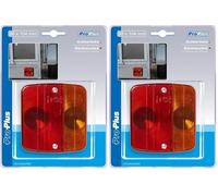 ProPlus Feu arrière 4 Fonctions 98x104 mm - pour remorque, Caravane et Camion 12V - Ampoules incluses, Homologation E-Mark - Rouge/Noir (Lot de 2)