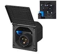 ProPlus Prise d'alimentation CEE à encastrer carrée Noir | Connecteur mâle 2P+E 240V, design carré noir discret, bornes à vis, couvercle à charnière - installation DIY facile