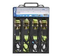 ProPlus Sangle à cliquet + 2 Crochets, 5 mètres - Lot de 4 pièces - Jaune/Noir