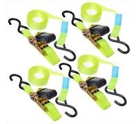 ProPlus Sangle à cliquet + 2 Crochets, 5 mètres - Lot de 4 pièces - Jaune/Noir