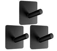 PROPOG Accroche Porte Serviette Salle De Bain Sans Percage Crochet Adhesif Mural, Salle De Bain et Wc Patere Murale Noir Porte Torchon Cuisine Crochets Adhesifs Muraux, Accroche Torchon Cuisine