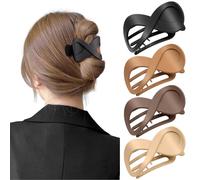 PROPOG Pince Cheveux Femme - Lot de 4 Grosse Barettes Cheveux Plates - Léger, Anti-Dérapant & Stylé, Parfait pour Cheveux Épais ou Fins, Hair Clip pour Usage Quotidien, Sport ou Détente