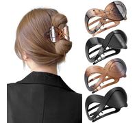 PROPOG Pince Cheveux Femme - Lot de 4 Grosse Barettes Cheveux Plates - Léger, Anti-Dérapant & Stylé, Parfait pour Cheveux Épais ou Fins, Hair Clip pour Usage Quotidien, Sport ou Détente