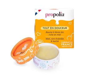 PROPOLIA - Bio - Baume à lèvres Miel - Répare et nourrit les lèvres sèches et abîmées - Miel, Cire d’abeille et Karité - 100% naturel - Fabriqué en France - Pot 6 g