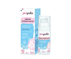 PROPOLIA - Bio - Crème Hydratante Visage Peaux Sèches et Sensibles - Miel, Bleuet, Karité, Figue & Jojoba - Cosmos Organic - Texture Apaisante - Made in France - 50ml