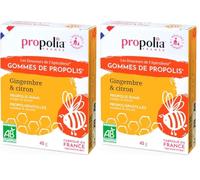 PROPOLIA - Bio - Gommes de Propolis, Gingembre & Citron - Apaise la gorge et rafraîchit l'haleine - Complément alimentaire - 100% naturel - Fabriquées en France - 45 g (Lot de 2)