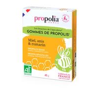 PROPOLIA - Bio - Gommes de Propolis, Miel & Anis - Apaise la gorge et rafraîchit l'haleine - Complément alimentaire - 100% naturel - Fabriquées en France - 45 g