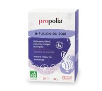 PROPOLIA - Bio - Infusion du Soir - Relaxation et sommeil - Propolis, Tilleul, Guimauve, Romarin et Oranger - Fabriquée en France - 20 Sachets